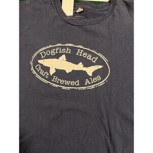 Men’s Dogfish Head Brewery T-Shirt LARGE Blue Beer Craft Ales Brewed IPA 90 60
